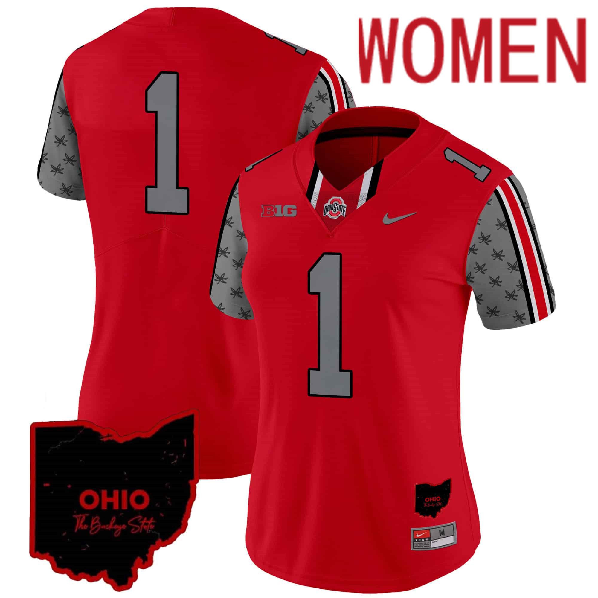 Women Ohio State Buckeyes #1 No Name Red 2024 Nike Home Patch Vapor Limited NCAA Jersey